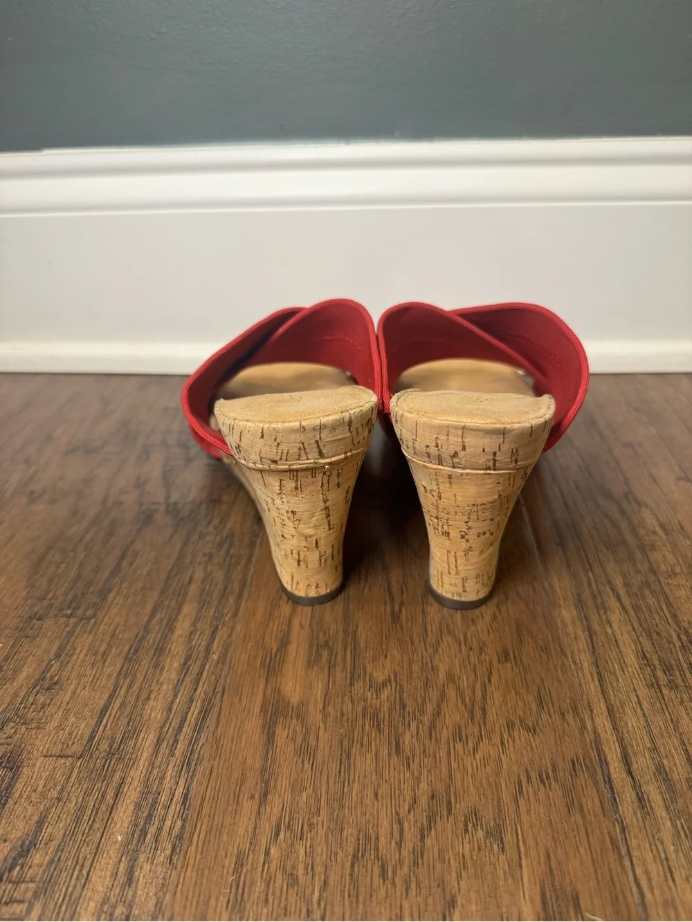 AEROSOLES Red Crisscross Slide Wedges